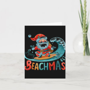 Cartão Camiseta de design retrô de surfista Papai Noel Me