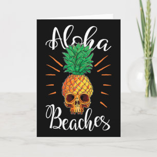 Cartão Camiseta de Férias da Caveira do Abacaxi das Praia