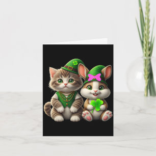 Cartão Camiseta de gato e coelho fofo do dia de São Patrí