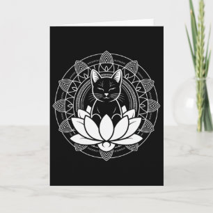 Cartão Camiseta de Ioga Gato Flor de Lótus Meditação Cons