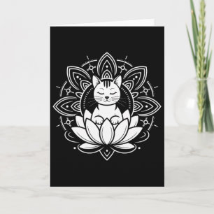 Cartão Camiseta de Ioga Meditação Flor de Lótus de Gato P