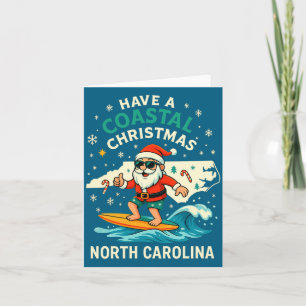Cartão Camiseta De Natal Costeiro Nc Papai Noel Surfando
