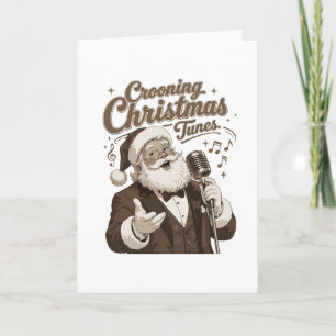 Cartão Camiseta de Natal Vintage Santa Crooner