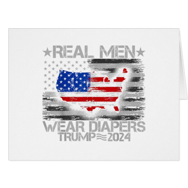 Cartão Camiseta Divertida Trump Homens Reais Usam Fraldas (Frente horizontal)
