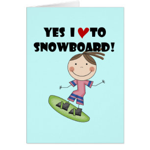 Cartão Camiseta e presentes da menina da snowboarding
