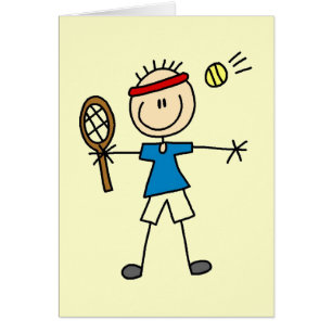 Cartão Camiseta e presentes do jogador de ténis do menino