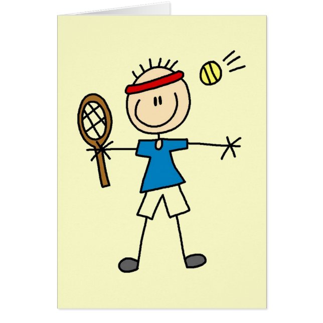 Cartão Camiseta e presentes do jogador de ténis do menino (Frente)