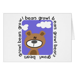 Cartão Camiseta e presentes do rosnado dos ursos