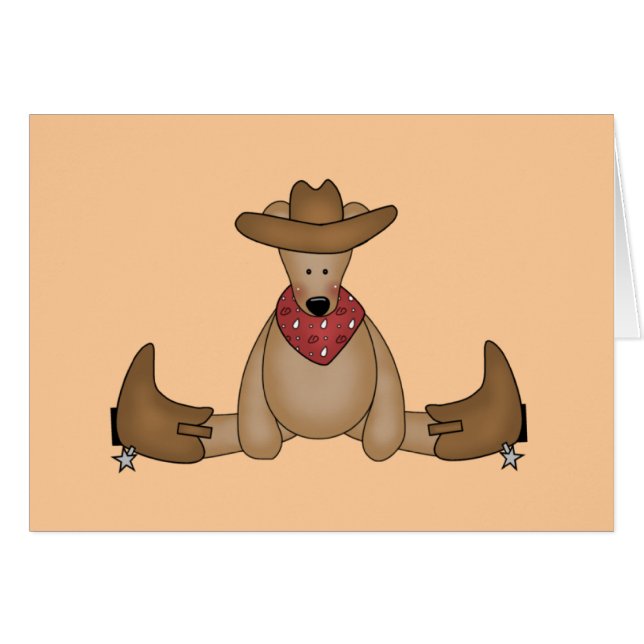 Cartão Camiseta e presentes do urso do vaqueiro (Frente Horizontal)