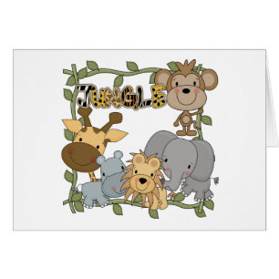 Cartão Camiseta e presentes dos animais da selva do bebê