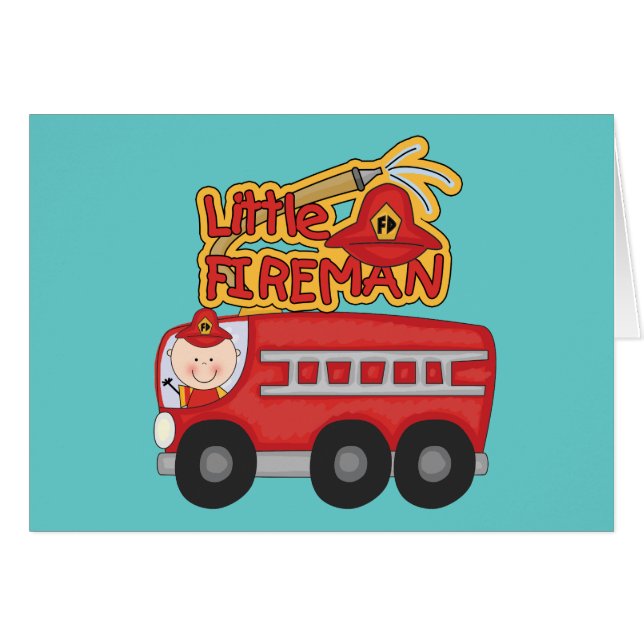 Cartão Camiseta e presentes pequenos do bombeiro do motor (Frente Horizontal)
