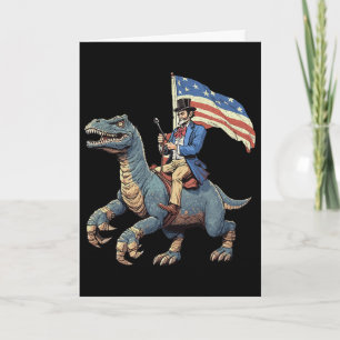 Cartão Camiseta engraçada Abe Lincoln montando um dinossa
