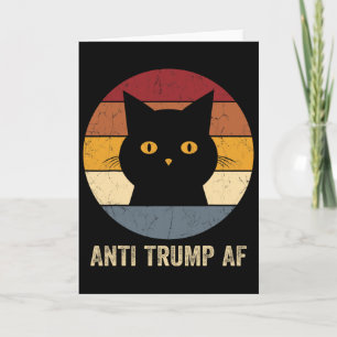 Cartão Camiseta engraçada Anti Trump Af Retro Gato Anti T