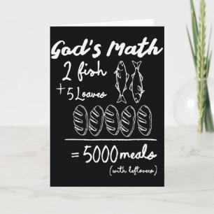 Cartão Camiseta God's Math 2 Peixes 5 Pães 5000 Refeições