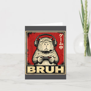 Cartão Camiseta Gráfica Engraçada de Capivara Gamer Bruh