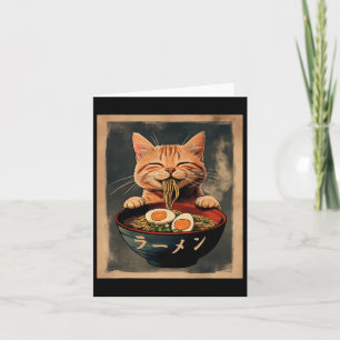 Cartão Camiseta Gráfica Japonesa Ramen de Gato Gengibre E
