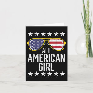 Cartão Camiseta Memorial Day Meninas Americanas Bandeira
