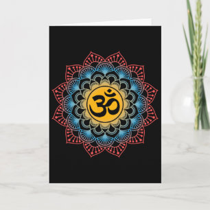 Cartão Camiseta Om Símbolo Mandala Flor Meditação Treino