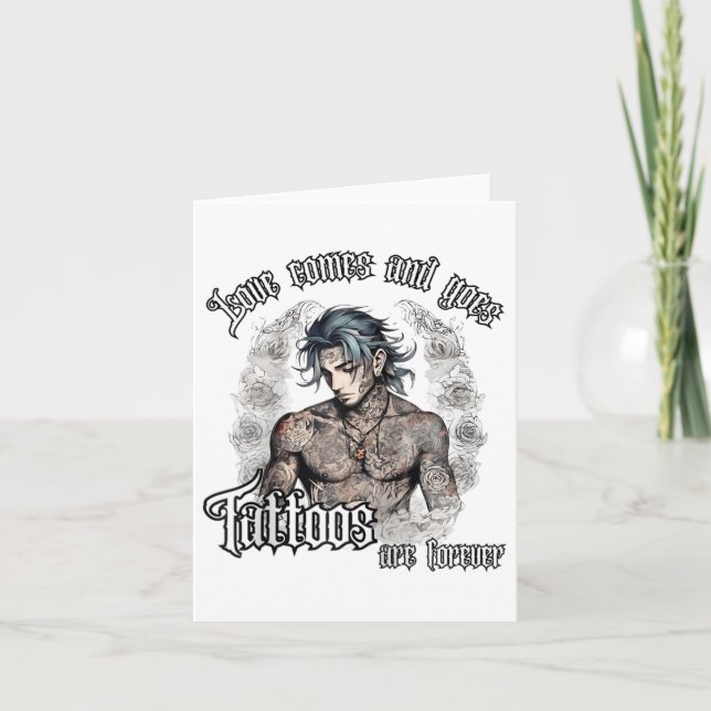 Cartão Camiseta Para Homem Tatuado Solteiro Anti Dia dos  (Frente)