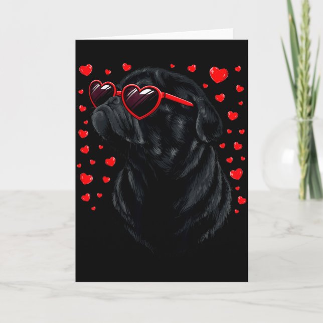 Cartão Camiseta Pug Amante Pug Mãe Pai Namorado Preto Pu (Frente)