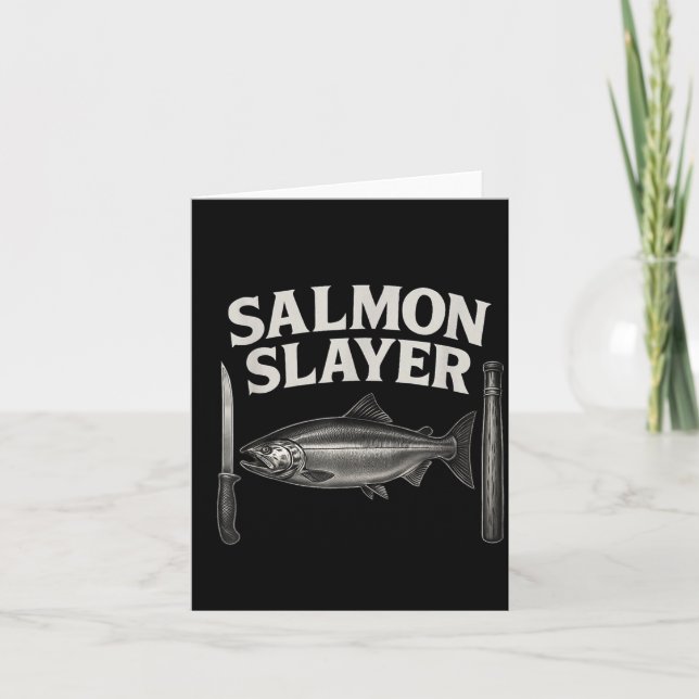 Cartão Camiseta Salmon Slayer Steelhead e Pesca de Salmão (Frente)