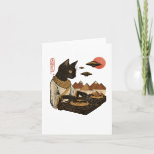 Cartão Camiseta sem Mangas Egyptian Cat Dj Ufo Art Print_