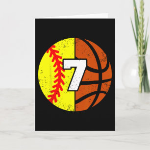 Cartão Camiseta Softll Sketll Número 7 Piada de Aniversár