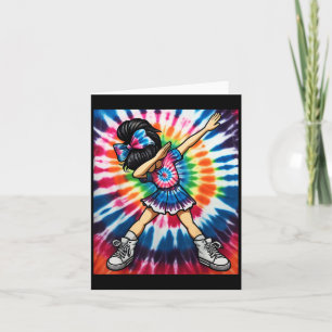 Cartão Camiseta Tie Dye Fofo Cheerleader Dançando Cheerle