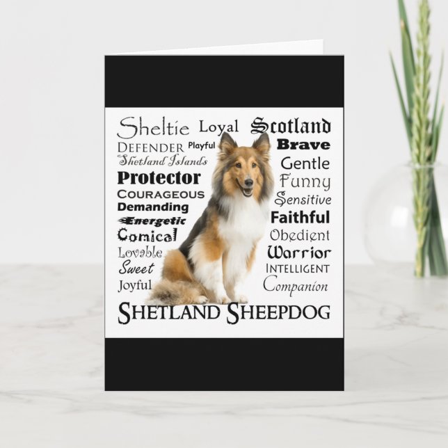Cartão Camiseta Traços Sheltie  (Frente)
