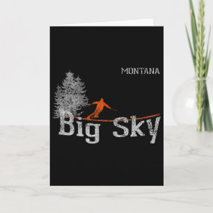 Cartão Camiseta Vintage de Esqui de Big Sky Montana Estil