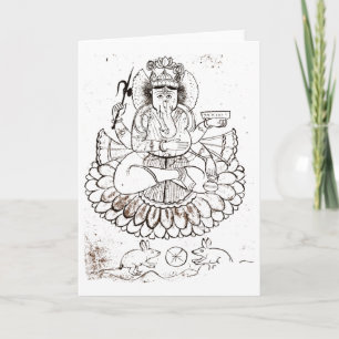 Cartão Camiseta Vintage Lord Ganesha Hindu Hinduísmo Yoga
