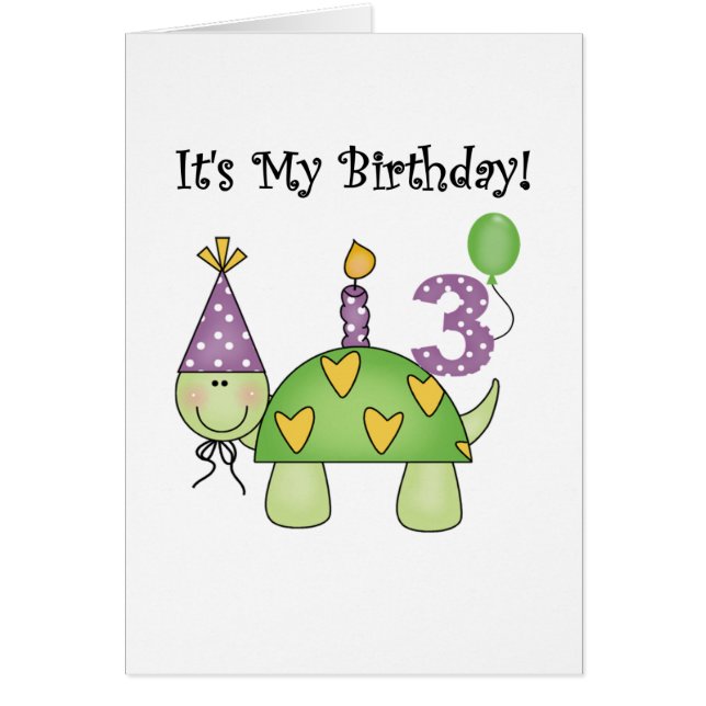 Cartão Camisetas e presentes de aniversário de 3 anos de  (Frente)