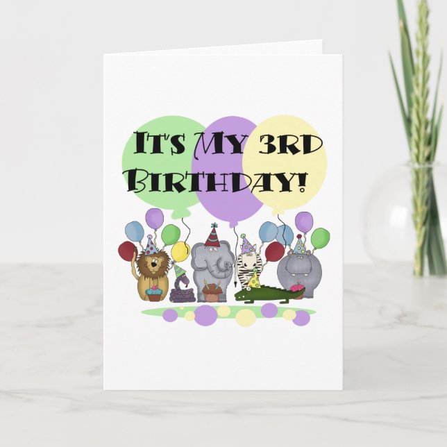 Cartão Camisetas e presentes de aniversário de 3 anos de  (Frente)