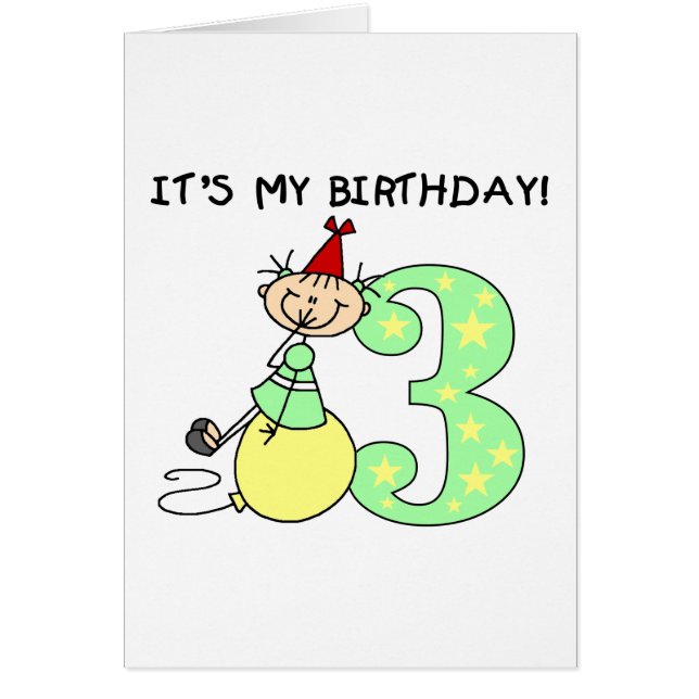 Cartão Camisetas e presentes de aniversário de 3 anos de  (Frente)