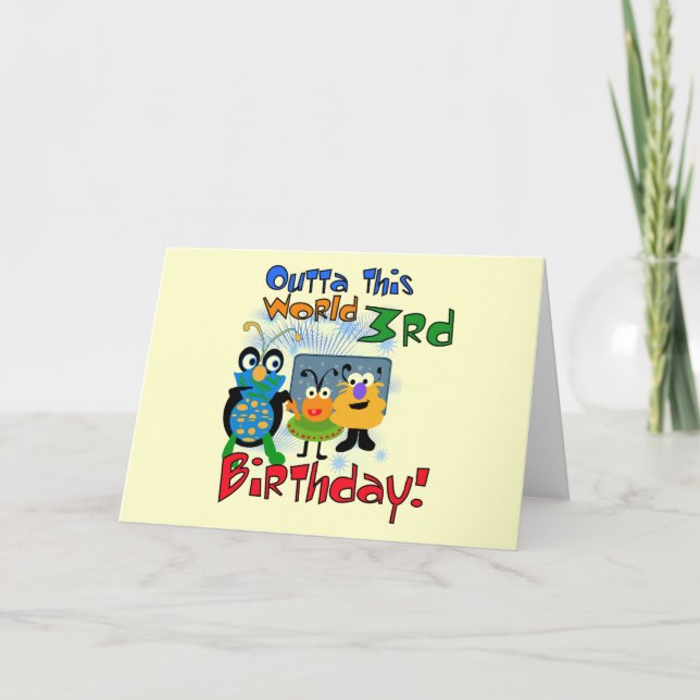 Cartão Camisetas e presentes de aniversário de 3 anos de  (Frente)