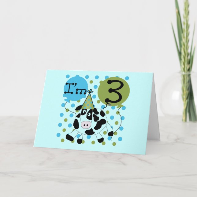 Cartão Camisetas e presentes de aniversário de 3 anos de  (Frente)