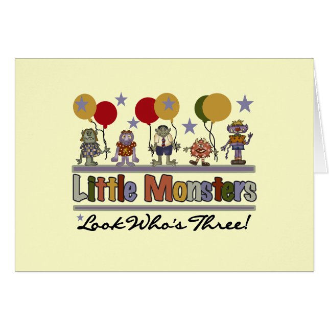 Cartão Camisetas e presentes de aniversário de 3 anos mon (Frente Horizontal)