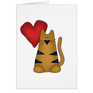 Cartão Camisetas e presentes de coração e de gatos riscad