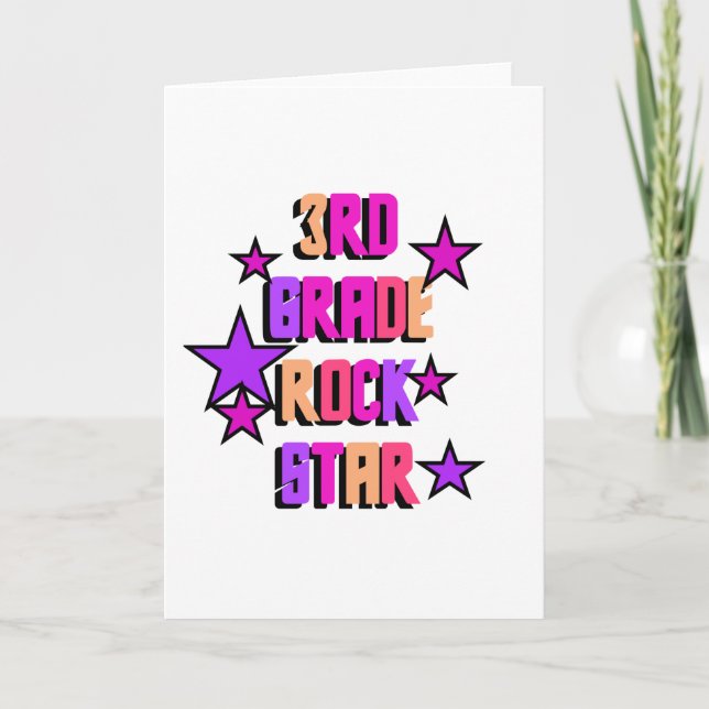 Cartão camisetas e presentes de estrelas de rock do 3º an (Frente)