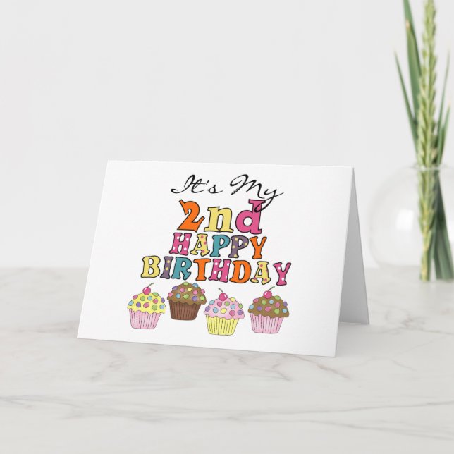 Cartão Camisetas e presentes de segundos aniversários de  (Frente)