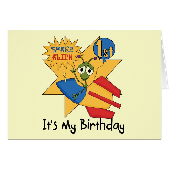 Cartão Camisetas e presentes do primeiro aniversario de A (Frente Horizontal)