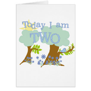 Cartão Camisetas e presentes do segundo aniversário Blueb