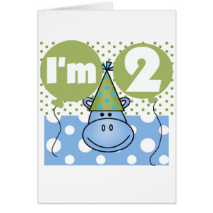 Cartão Camisetas e presentes do segundo aniversário Hippo