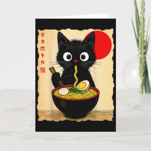 Cartão Camisetas Gráficas de Gato Anime Ramen Japonesas E