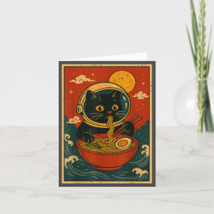 Cartão Camisetas Gráficas Japonesas Ramen Gato Astronauta