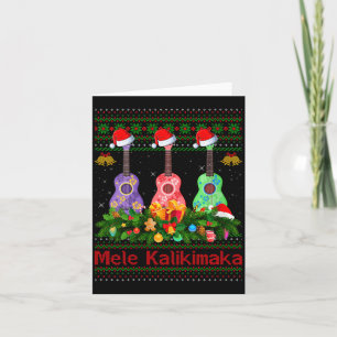 Cartão Camisolas de Natal Feias Ukulele Guitar Mele Kalik