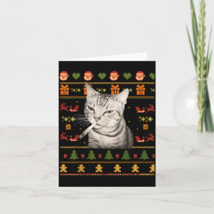 Cartão Camisolas Feias de Natal para Meme de Gato Fumante