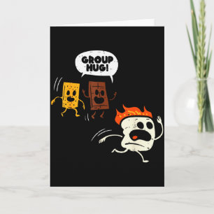 Cartão Camng Abraço de Grupo Smores Funny Marshmallow Hom