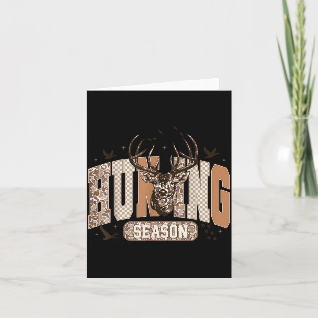 Cartão Camo Deer Hunting Season Wildlife Buck Antlers Hun (Frente)