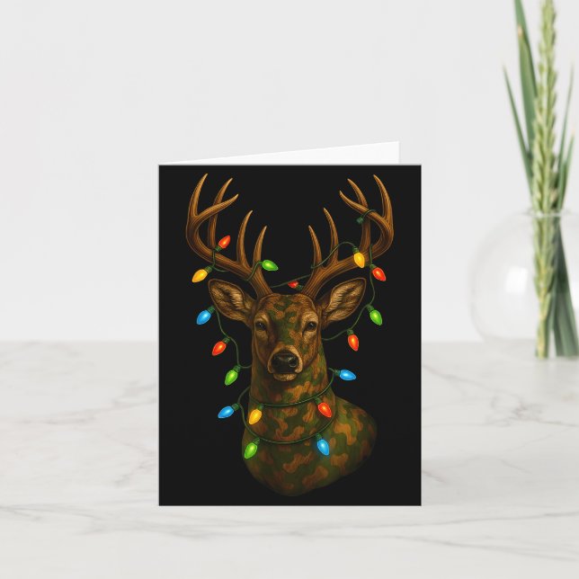 Cartão Camo Hunting Reindeer Deer Christmas Holiday Xmas  (Frente)